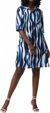 Joseph Ribkoff Abstract Poplin Trapeze Dress In Vanilla/multi