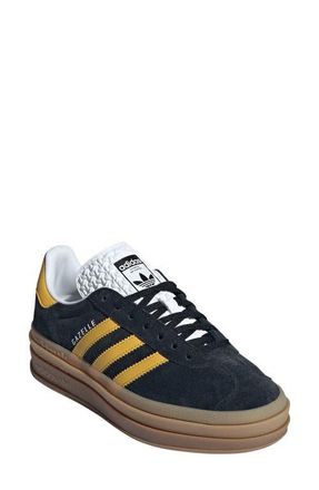 adidas Gazelle Bold Platform Sneaker in Core Black/Bold Gold/White at Nordstrom, Size 7.5
