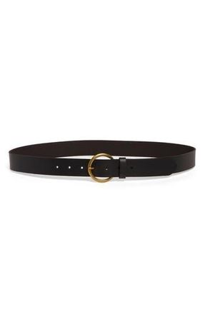 Frye Flat Leather Belt in Black at Nordstrom Rack, Size Large