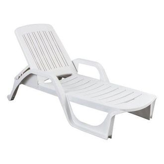 Decorspace Decor Space - Lettino In Resina Bianco Impilabile zanzibar Da Mare E Piscina 190 Cm