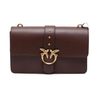 Pinko Pinko - Love One Classic Schoudertas - Dames - Tassen - Bruin - Maat: ONE Size Leer