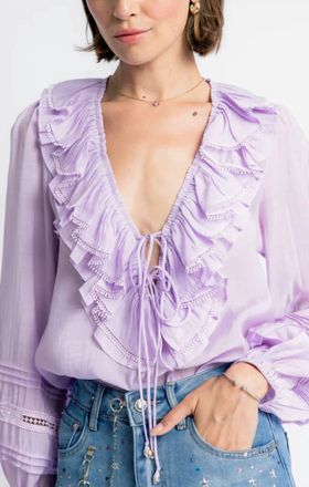 Dreamcatcher Bohemian Aria Bohemian Blouse In Lavender