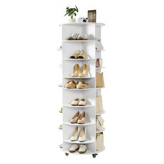 OEM Zapatero Ajustable, Armario Para 28 Pares De Zapatos, 7 Estantes Y 4 Compartimentos, Giratorio 360&deg;, Con Ruedas, Ideal Para Dormitorio, Sala De Estar 