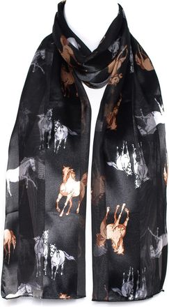 Hat To Socks Chiffon Satin Scarf Ideal for Ascot Horse Racing Equestrian (Black)