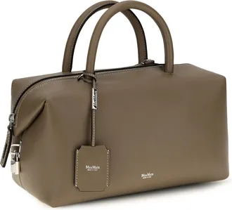 Max Mara Womens Holdall Leather Handbag Clay Calf Bos Taurus Handbags Hand Bags