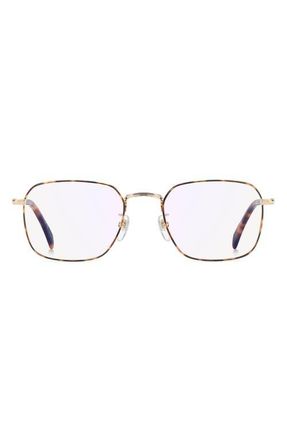 David Beckham 52mm Square Optical Glasses in Gold Havana/blue at Nordstrom