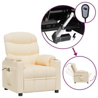 vidaXL Poltrona Massaggiante Elettrica Crema In Tessuto - Vidaxl