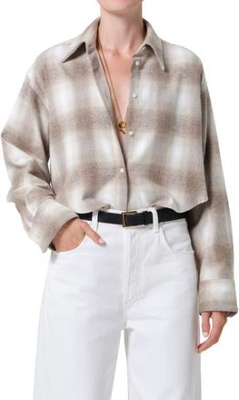 Citizens Of Humanity Ana Buffalo Plaid Crop Cotton Button-Up Shirt in Schiffer Plaid at Nordstrom, Size X-Large