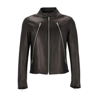 Maison Margiela 5-Zip Leren Jas - Heren - Leren en Su&egrave;de Jassen - Zwart - L - Leer - Jassen