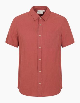 Mountain Warehouse Mens Mountain Warehouse Mens Palm Textured Short-Sleeved Shirt - Red/Orange/Brown - Size: Regular/36