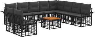 vidaXL Conjunto De Sof&aacute;s De Exterior 11 Uds. Negro Y Gris Oscuro Vidaxl