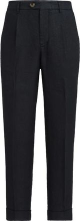 Brunello Cucinelli Garment-dyed Trousers In Linen Gabardine With Pleat