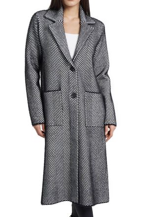 Love Token Janine Long Cardigan In White/black