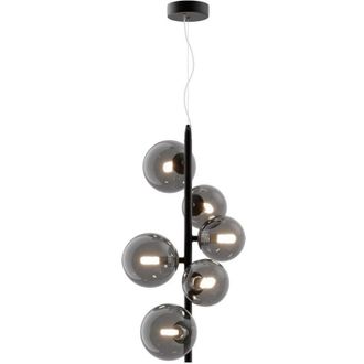 Maytoni Lampadario Contemporaneo Dallas Metallo Nero 6 Luci Diffusori Vetro Specchiato