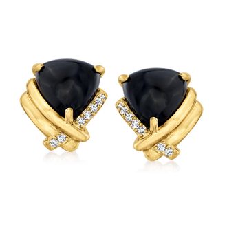 Ross-Simons Black Onyx and. Diamond Earrings in 18kt Gold Over Sterling
