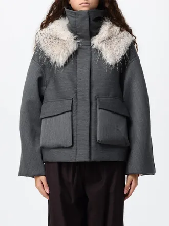 Tela Short Coat in Virgin Wool Blend with Fur Collar