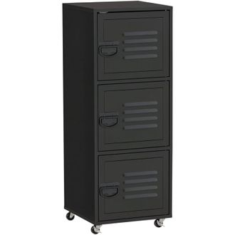HOMCOM Homcom - Rolling Storage Cabinet 3-Tier Mobile File Cabinet with Wheels Black