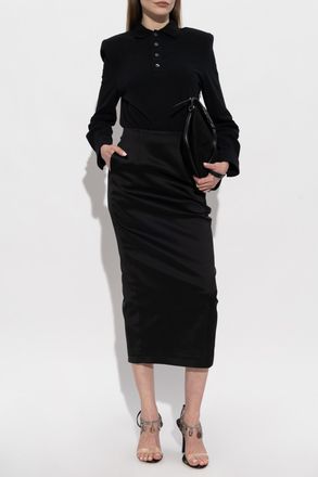 Willy Chavarria Polo Dress With Mixed Fabrics, Womens, Black