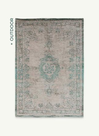 Louis De Poortere Dise&ntilde;o De Medallones - Alfombra De Medallones Del Mundo Desvanecido - Hecha En B&eacute;lgica - Acabado A Mano - Antideslizante Natural - 100% Algod&oacute;n - Jade