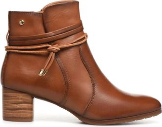 Pikolinos Elegante Twist Enkellaars - Dames - Laarzen met Hak - Bruin - 36 EU - Leer - Schoenen