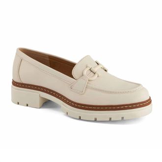 Andrea Womens Heeled Loafers In Light Beige