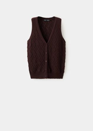 Mango Gilet maglia cotone cioccolato - Donna - XS - MANGO
