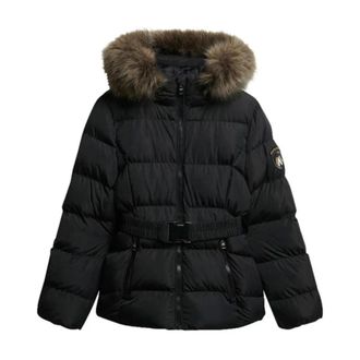 Superdry Winter Jackets, female, Black, Size: M Black Zip-Up Jacket with Hood