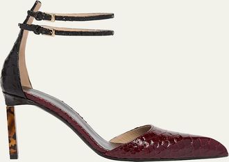 Tom Ford Python Stamped Leather Double Ankle Strap Pumps