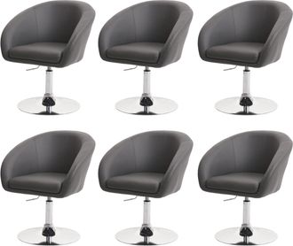 Hhg Lote De 6 Sillas De Comedor Hhg 247, Silla De Cocina Silla Giratoria Silla De Sal&oacute;n, Giratoria Regulable En Altura, Polipiel Gris