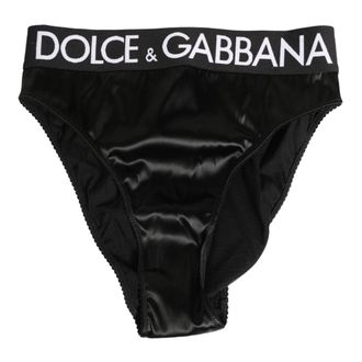 Dolce & Gabbana Satijnen High-Waist Brief - Dames - Onderbroek - Zwart - S - Satijn - Ondergoed