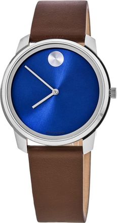 Movado Bold Classic Blue Dial Leather Strap Mens Watch 3601334