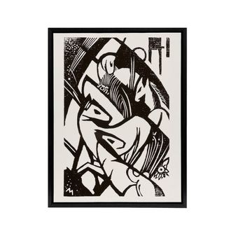 Artery8 Horses 1912 Abstract Painting Franz Marc Framed Canvas Wall Art in White | Size: W24 x H32