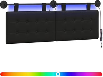 vidaXL Cabecero Colgante Con Luz Led Negro Cuero Sint&eacute;tico Vidaxl