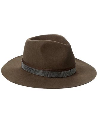Bruno Magli Micro Ball Chain Leather-Trim Wool Felt Fedora