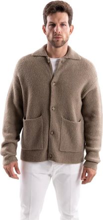 Paolo Pecora Camicia Maglia Over Fit - Heren - Truien - Beige - Maat: L Wol