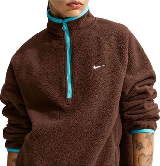 Nike (WMNS) Nike Sportswear Oversized Fleece Top Cacao Wow Baltic Blue White IR6493-259