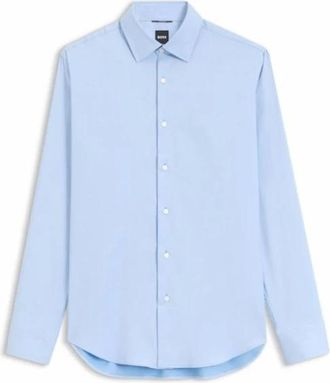 HUGO BOSS P-JOE-kent-C1-222 Shirt - Heren - Zakelijke Overhemden - Blauw - L - Katoen - Overhemden