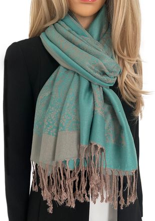 The Accessory Co. Womens Scarf Pashmina Shawl Wrap - Large Lightweight Floral Paisley Scarf for women for Winter, Weddings, Meditation, Prayer & More, Stylish Neck scar
