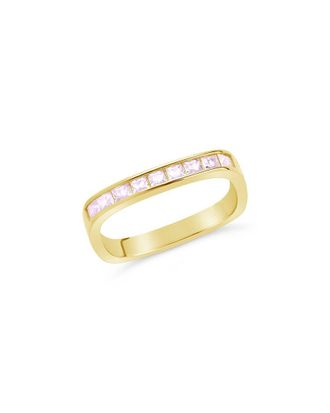 Sterling Forever 14K Over Silver Cz Rectangular Ring