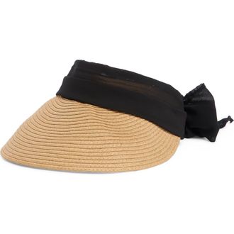 Vince Camuto Chiffon Tie Back Visor in Black at Nordstrom Rack
