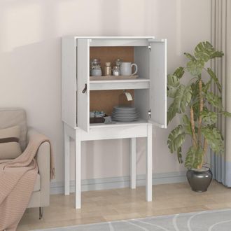vidaXL Aparador Alto Madera Maciza De Pino Blanco 60x40x120 Cm Vidaxl