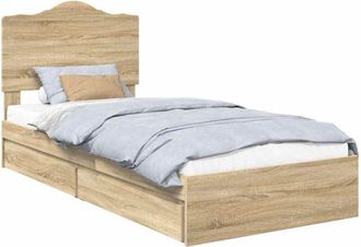 vidaXL Storage Bed with Drawer Sonoma Oak 90 x 190 cm Engineered Wood vidaXL