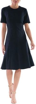 Julia Jordan Floral Jacquard Fit & Flare Dress in Navy at Nordstrom Rack, Size 14