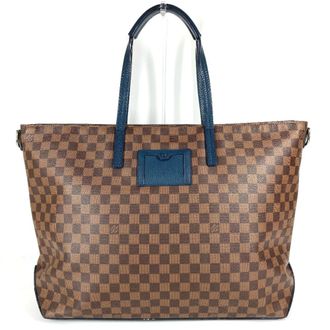 Louis Vuitton Brown Damier Canvas Ebene Navy Damier Canvas Boston Bag Shoulder Bag Tote Bag (Pre-Owned)