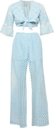 Temptation Positano Broderie anglaise pak met ringlets - Blauw