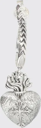 Emanuele Bicocchi Sterling Silver Rigid Half Hoop Earrings with Hearts