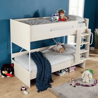 Home Source Industries Childrens Detachable Bunk Beds 3ft Single MDF Wooden Bed Sleeper in Off-White