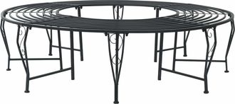 vidaXL Banco De &Aacute;rbol 8-n&uacute;mero De Plazas &Oslash; 160 X 44 Cm Acero Negro Vidaxl