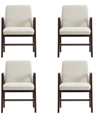 Manhattan Comfort Set Of 4 Stella Velvet Dining Armchairs With Beech Wood Legs
