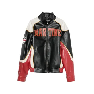 Martine Rose Logo-patch Leather Jacket